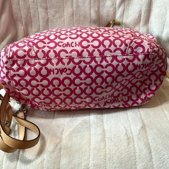 COACH Op Art Jacquard Pink Two Way Shoulder Bag and Crossbody Combo - Picture 11 of 16